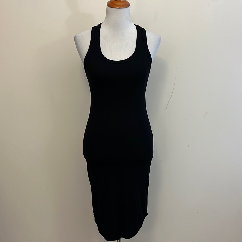 House of Harlow 1960 Black Ribbed Cotton Open Back Tank Dress Size XS